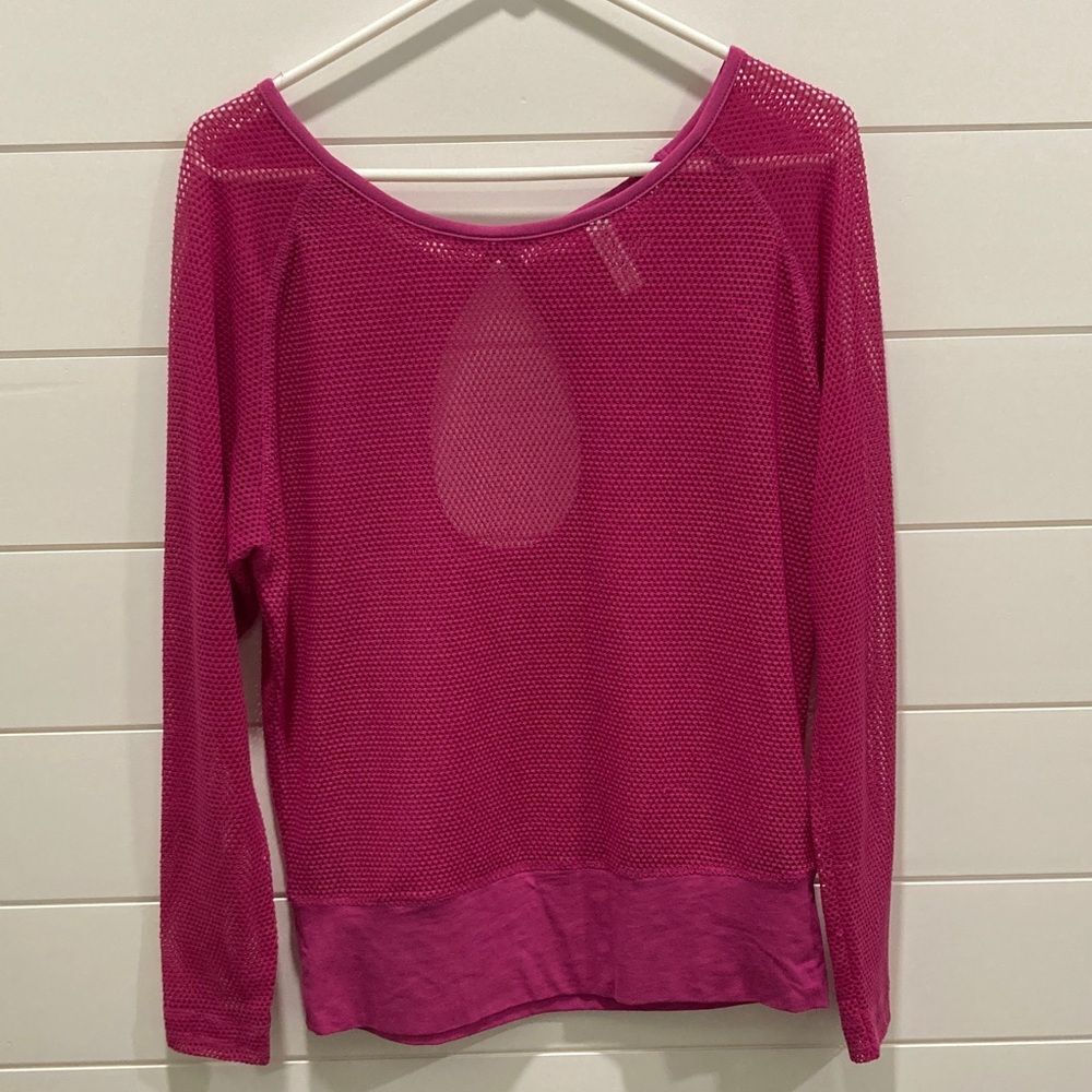Soybu Hot Pink Mesh Open Cutout Back Activewear Pullover Sweater-Sz Sm-GUC